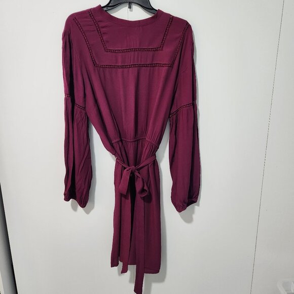GAP Women's Long Sleeve Berry Purple Peasant Style Dress with Embroidery XXL - Picture 1 of 11